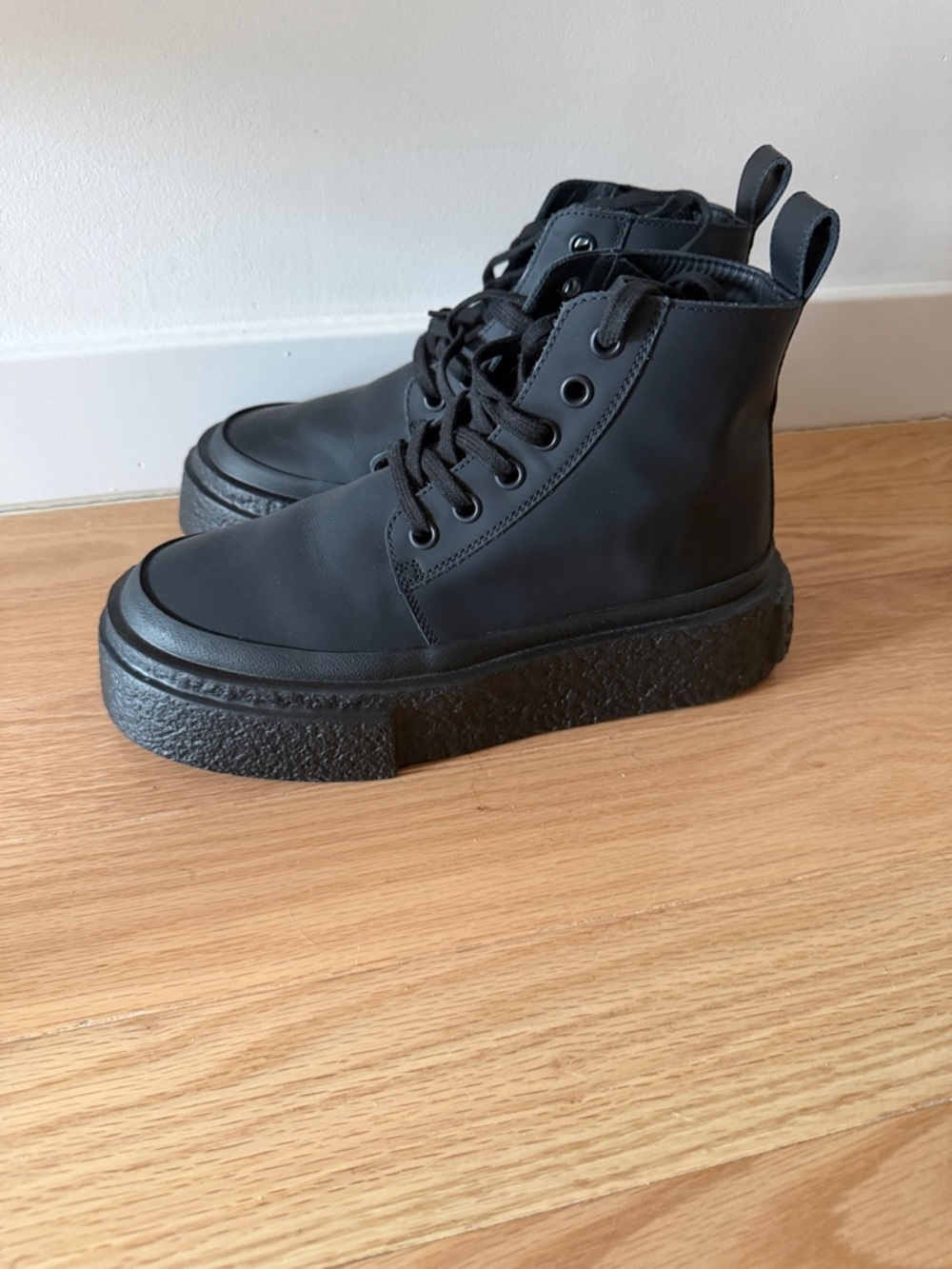 MM6 Maison Margiela Black Platform Lace-Up Sneakers - Picture 4 of 6